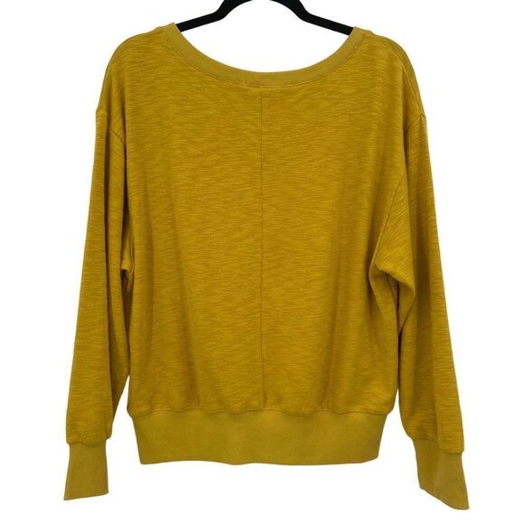 Umgee Oversized V-Neck Sweatshirt Mustard Yellow Small‎ - Picture 5 of 6